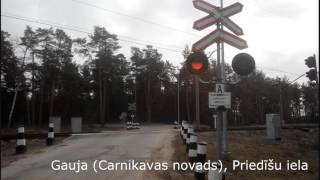 Railroad crossing in Latvia (Gauja (Carnikavas novads), Priedišu iela)