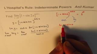 Indeterminate Powers of Trigonometric Function L'Hopital's Rule Calculus