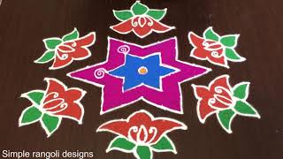 Traditional Friday Kolam Rangoli Easy Muggulu | Designs New Apartment Rangolis With 11 to 6 Dots