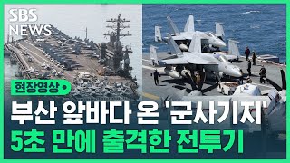 부산 입항한 니미츠함…'슈퍼호넷 · 그라울러 · 호크아이' 총출동 (현장영상) / SBS