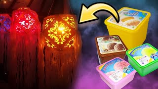 අයිස්ක්‍රීම් භාජනයෙන් වෙසක් කූඩු හදමු | how to make  Vesak lanterns | from ice cream jars | vesak