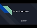 PHP:  Array Functions