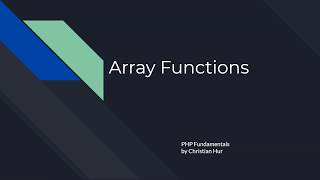 PHP: Array Functions