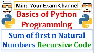 Sum of first n natural numbers Recursive Code | Python Programming for Beginners |Basics of Python 3