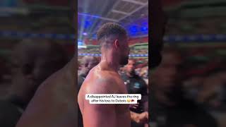 Disappointed Anthony Joshua leaves the ring after brutal Daniel Dubois knockout