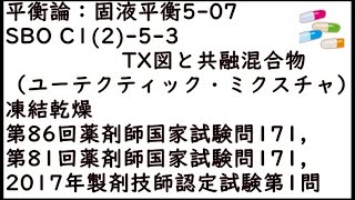 【物理化学】平衡論：固液平衡5-07 SBO C1(2)-5-3 TX図と共融混合物（ユーテクティック・ミクスチャ），凍結乾燥