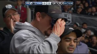 NHL Fans Hit By Pucks