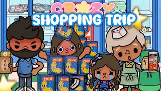 😨A CHAOTIC SHOPPING TRIP 🛒 🛍️ || Toca boca FAMILY roleplay *with voice* 🗣️