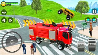 School Bus 3D Simulator - Fire Truck City Bus Driving! Android gameplay