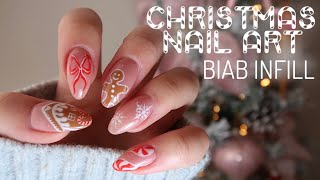 WATCH ME DO MY NAILS💅🏻 BIAB Builder Gel Infill + Christmas Nail Art❄️