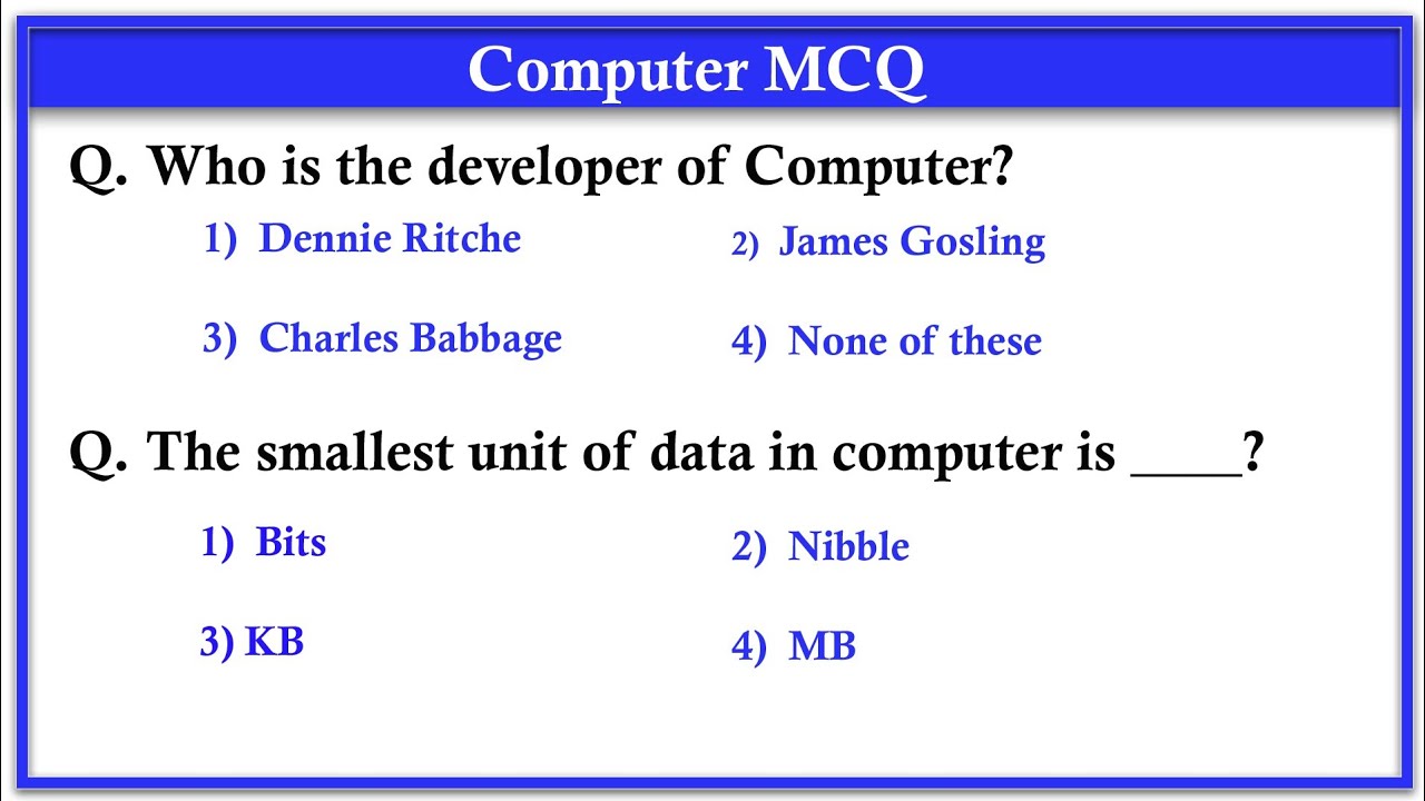 Top 100 Computer Fundamental MCQ 🔥- Computer Basics Mcq Question And ...