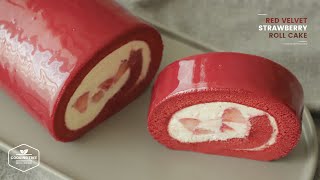 레드벨벳 딸기 롤케이크 만들기 : Red Velvet Strawberry Roll Cake Recipe | Cooking tree