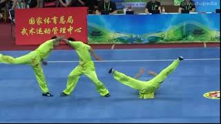 2 vs 1 amazing fight! Bare hand wushu form. #wushutaolu #wushufight #kungfuform #kungfuchampionship