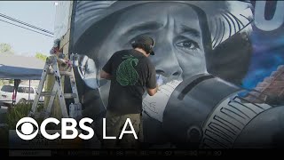 Muralist in Watts paints over Cesar Chavez mural