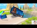 HT Gameplay # 14  Mixer Truck & Monster Truck & Cars vs Trap Colors High Speed Ramps & Spiked Bumps