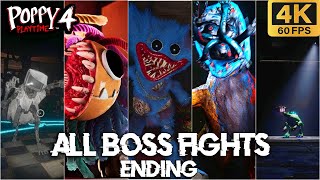 POPPY PLAYTIME CHAPTER 4 All BOSS Fights \u0026 Monster Encounters + Ending (4K60fps)