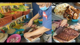 炒辣椒仔烧肉饭盒槟城五条路美食打包给老爸吃 Penang best food fried crispy roasted pork rice