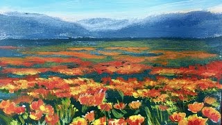 California Poppy Fields - a Study in Depth of Field - Ginger Cook Beginner Acrylic Painting Lesson