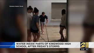 Water inside parts of Kingwood High School after Friday's storms