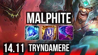 MALPHITE vs TRYNDAMERE (TOP) | 47k DMG, 13/2/15, 7 solo kills | EUW Grandmaster | 14.11