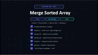Merge Sorted Array | LeetCode 88 | JavaScript Solution | DSA Hindi