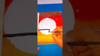 Drawing with oil pastal/ moon scenery painting #shorts