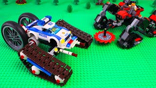 LEGO Cars experemental Police tractor bulldozer and vehicle buzz saw Video for kids