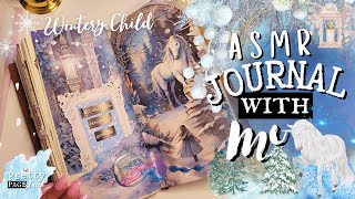 ASMR Winter Collage💙 Scrapbooking Aesthetic Journal With Me | Decorating My Diary in Blue | No BGM