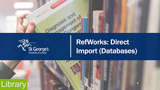 RefWorks: Direct Import (databases)