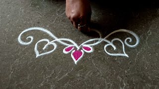 Easy border rangoli designs | Simple side border designs for muggulu | Freehand kolam | Friday kolam