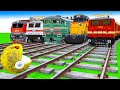 【踏切アニメ】あぶない電車 TRAIN PACMAN Vs 3 TRAIN Crossing 🚦 Fumikiri 3D Railroad Crossing Animation #12345