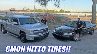 650hp Turbo Silverado Calls Out One Day Built 550hpTurbo Crown Vic! NO PREP?!