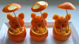How To Make Orange Bear / Fruit Cutting and Carving Trick / Fruit Decoration Ide