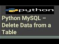 Python MySQL – Delete Data from a Table | Python Tutorial