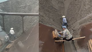 Barge unloading 4500 tons of cobblestone, Whole process | Satisfying video