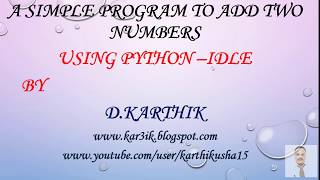 Python:-A Simple program to add two numbers