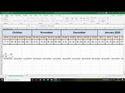 Excel – schedule with week numbers