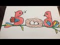 truyện kể cho bé chim con lạc mẹ vẽ tổ chim draw birds học tiếng anh