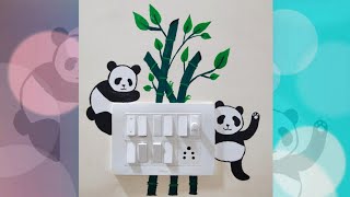 Panda and the Bamboos|Switchboard|Wall painting|Keerthana's Art Zone