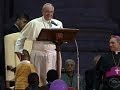 Boy jumps on stage with pope, refuses to leave