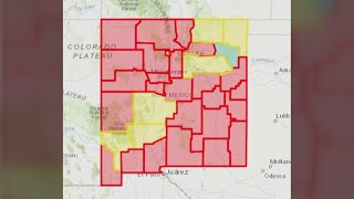 7 New Mexico counties in yellow level, 1 in green