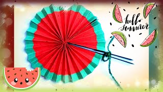 Cute Paper Pop-Up Fans - DIY Watermelon Hand Fans - Paper Fan Decorations for fun and crazy kids
