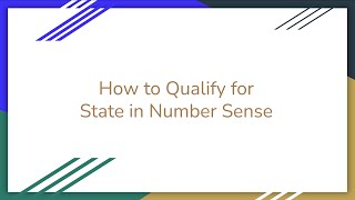 How to Qualify for State in Number Sense