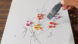 Cool Floral Abstract Painting Demo / Easy for beginners / Relaxing / Daily Art Therapy / Day #0146
