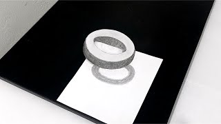 3D Floating Letter O Illusion pencil drawing