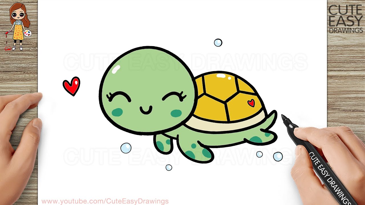 How To Draw A Cute Turtle - YouTube