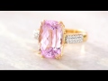 elongated cushion kunzite u0026 diamond ring 14k gold 8.00 ct on qvc