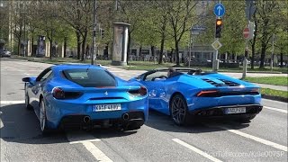 Ferrari 488 GTB \u0026 Lamborghini Huracan Spyder lovely sounds 1080p