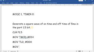 8051 TIMER PROGRAMMING ( SQUARE WAVE GENERATION)