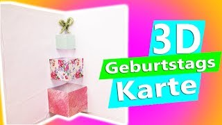 DIY Geburtstagskarte mit Geschenk in 3D-OPTIK | Super Schön für Kinder